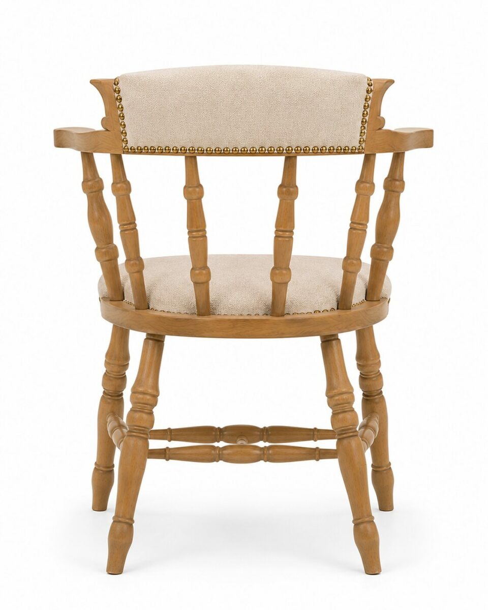 Chaise bistrot en hêtre massif sculpté avec assise rembourrée