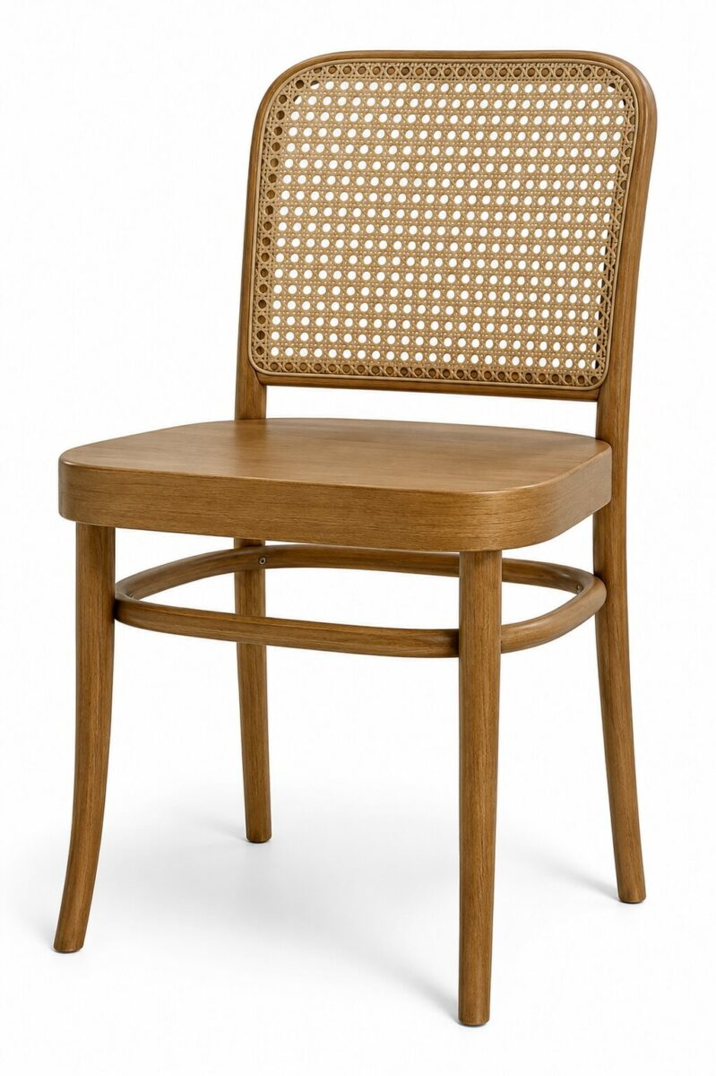 Chaise restaurant cannée en hêtre massif