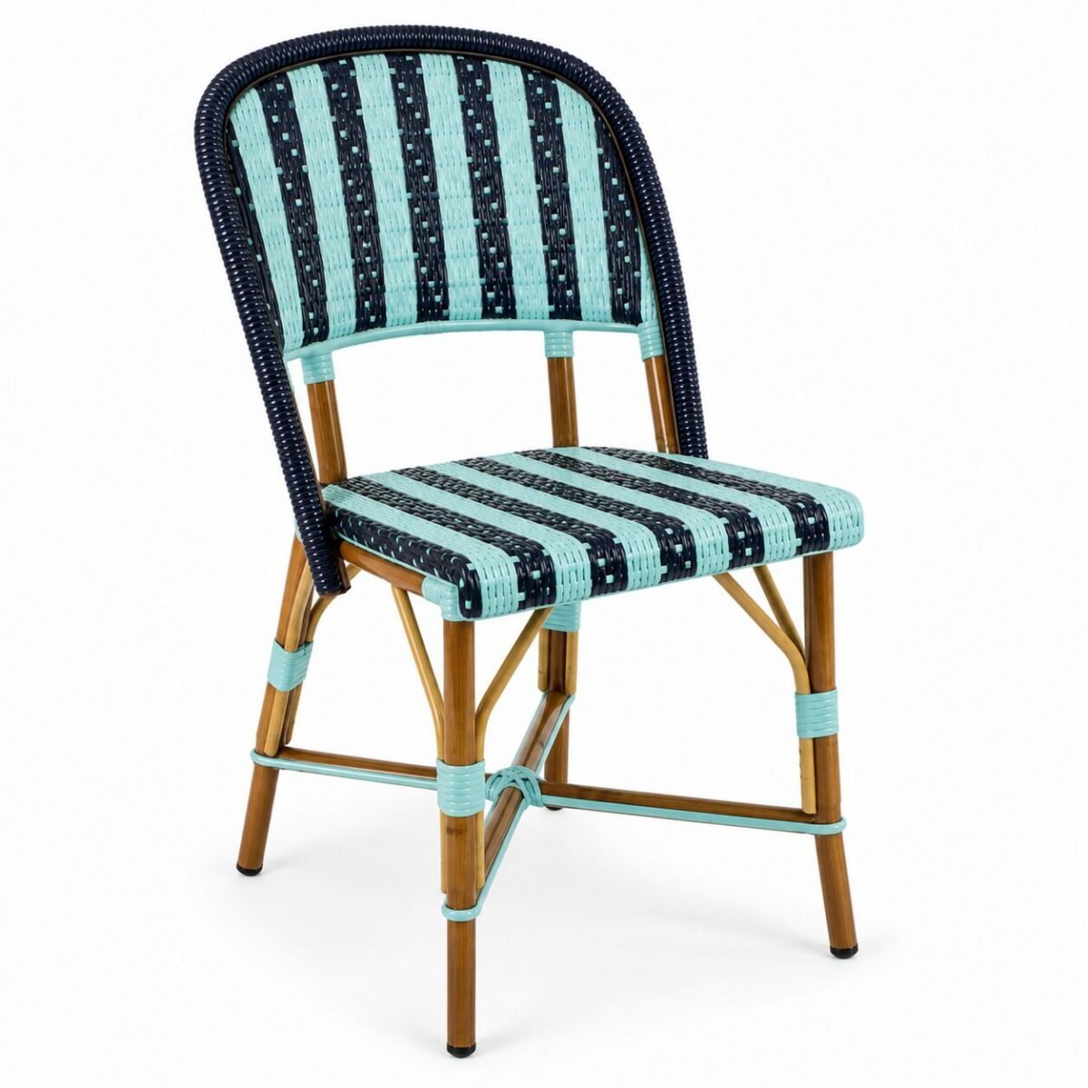 Chaise tressée Provence avec structure aluminium effet bambou