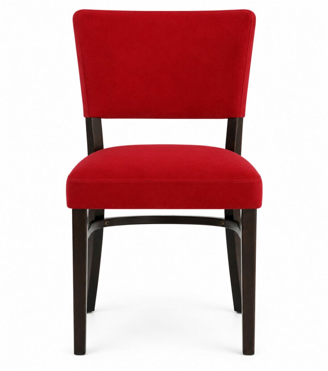 Chaise de restaurant en velours personnalisable, disponible en plusieurs coloris et revêtements non feu.