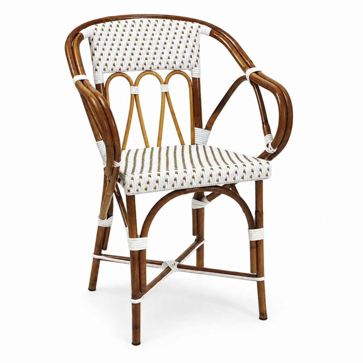 Fauteuil bistrot en rotin Bordeaux vue trois quarts