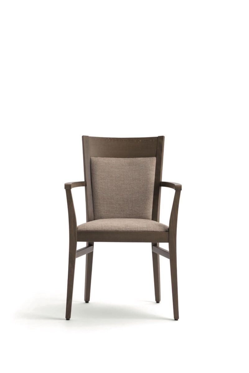 fauteuil restaurant bois et tissu vue de face