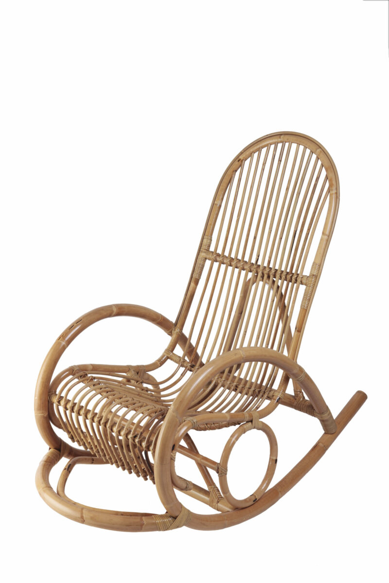 Fauteuil bascule en rotin Manau naturel
