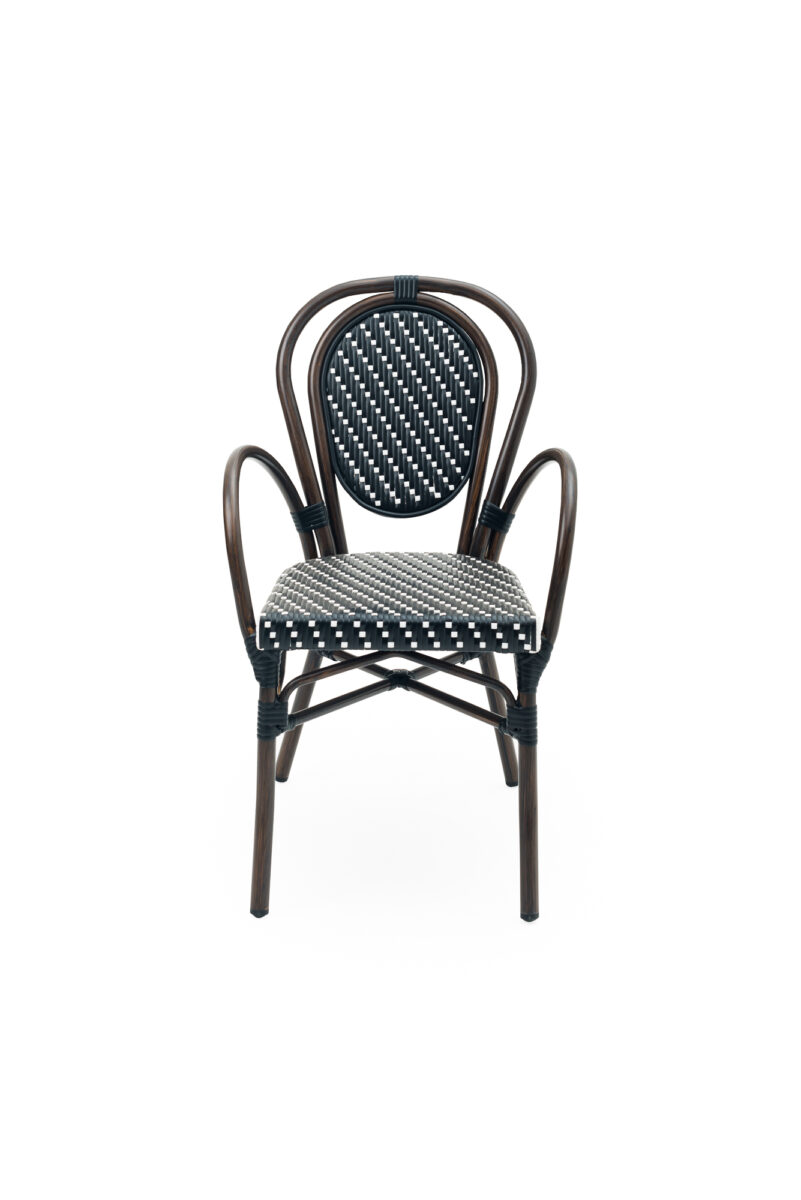 Fauteuil en rotin synthétique noir et blanc