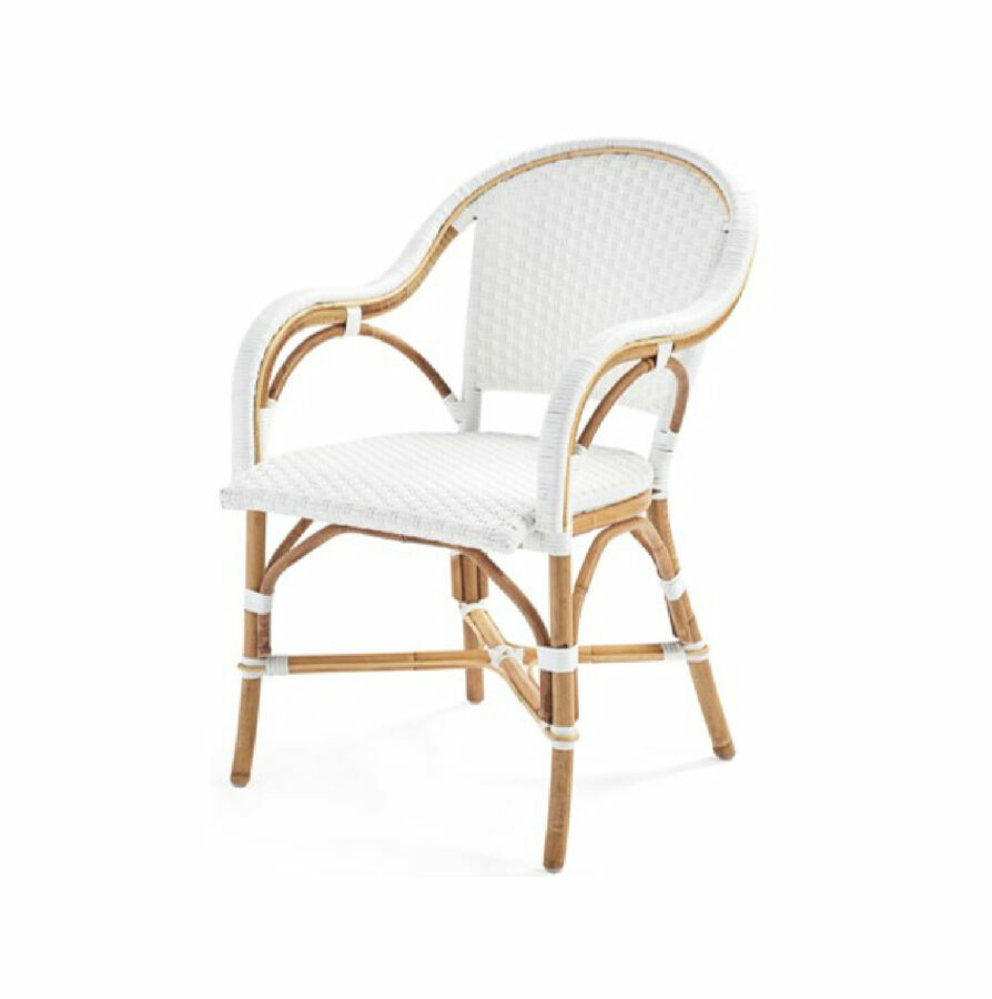 Fauteuil blanc rotin pour bistrot
