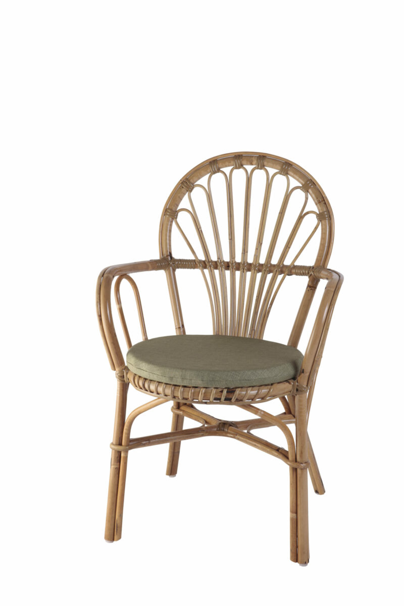 Fauteuil rotin haut dossier vue de profil