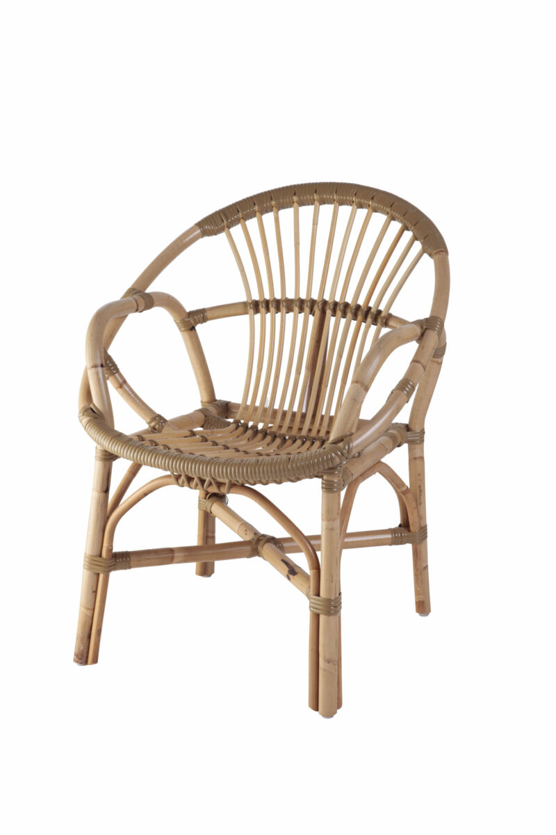 Fauteuil rotin salon Mykonos vue trois quarts